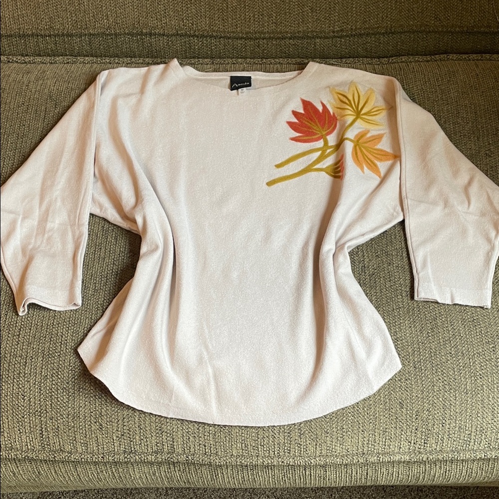 Women's Cream Top with Floral Design